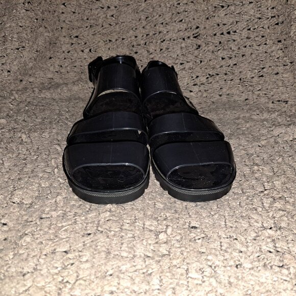 Y2K Vintage JUJU Jelly Shoe-Ankle Strap-Black Jelly-Chunky Heel-Sz 7UK/8US-NM - Picture 3 of 8